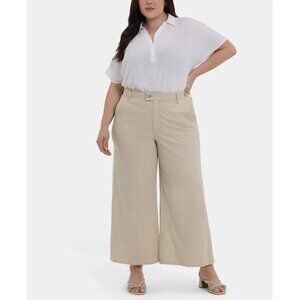 NYDJ Women's Mona Wide Leg Trouser Ankle Jeans Beige Size 18 Classic Strech